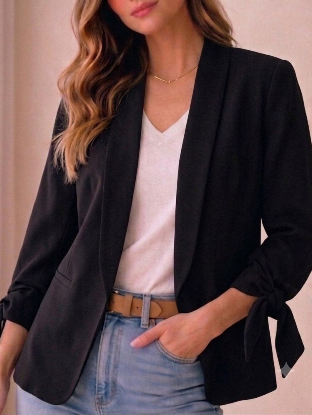 Bar III Black Open Front Blazer Size Small